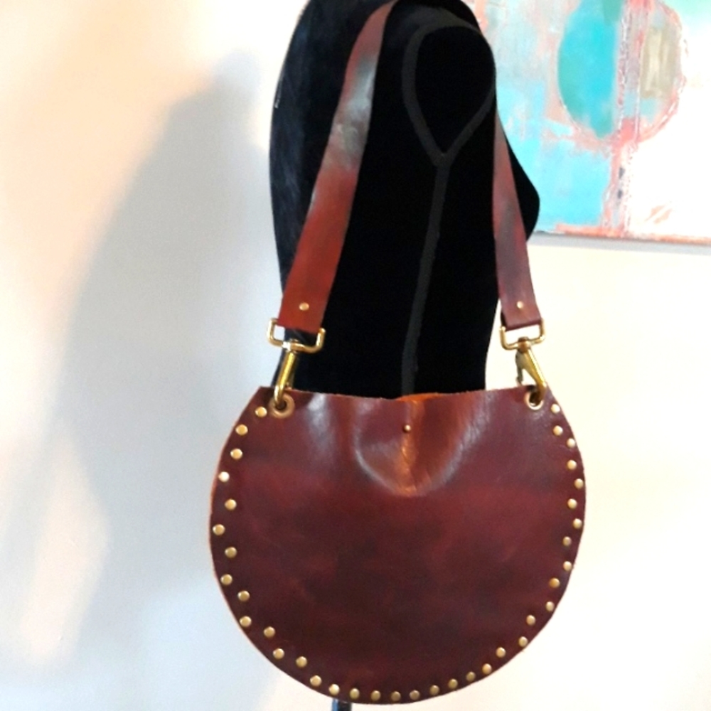 Handcrafted/Brown Leather/Boho Style Hobo Bag by J.Monique